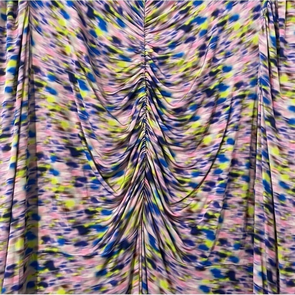 Tanya Taylor Women's Purple Multicolor Zoe Dress Rushed Sleeve/Center Size 3x View 5
